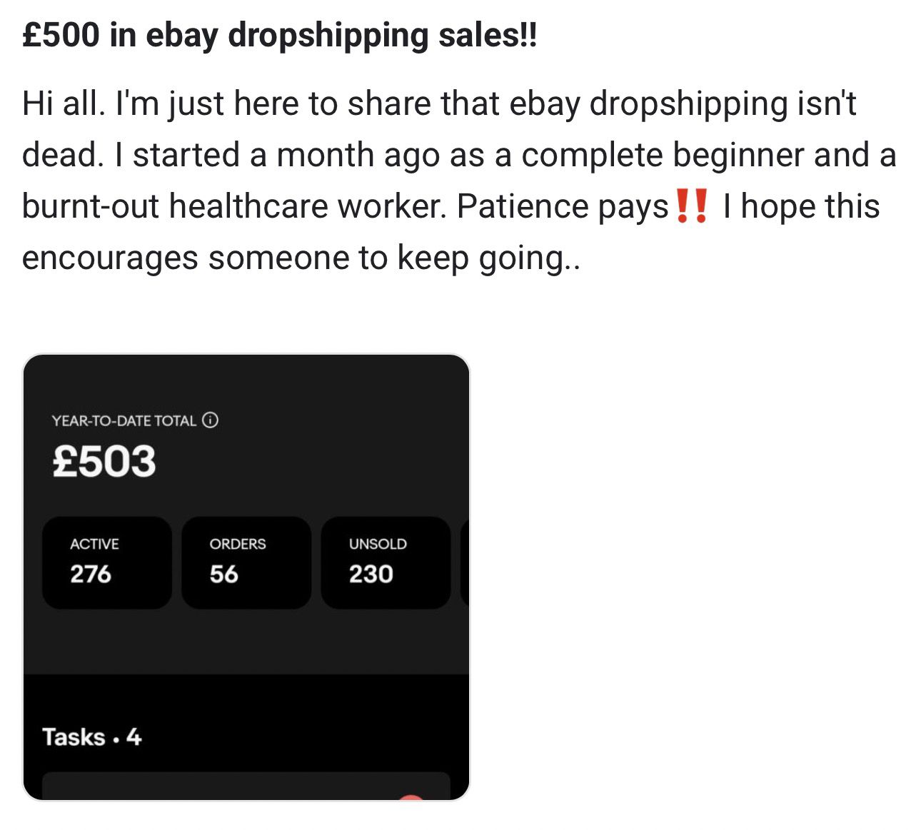 £500 in eBay sales — Victoria Carter