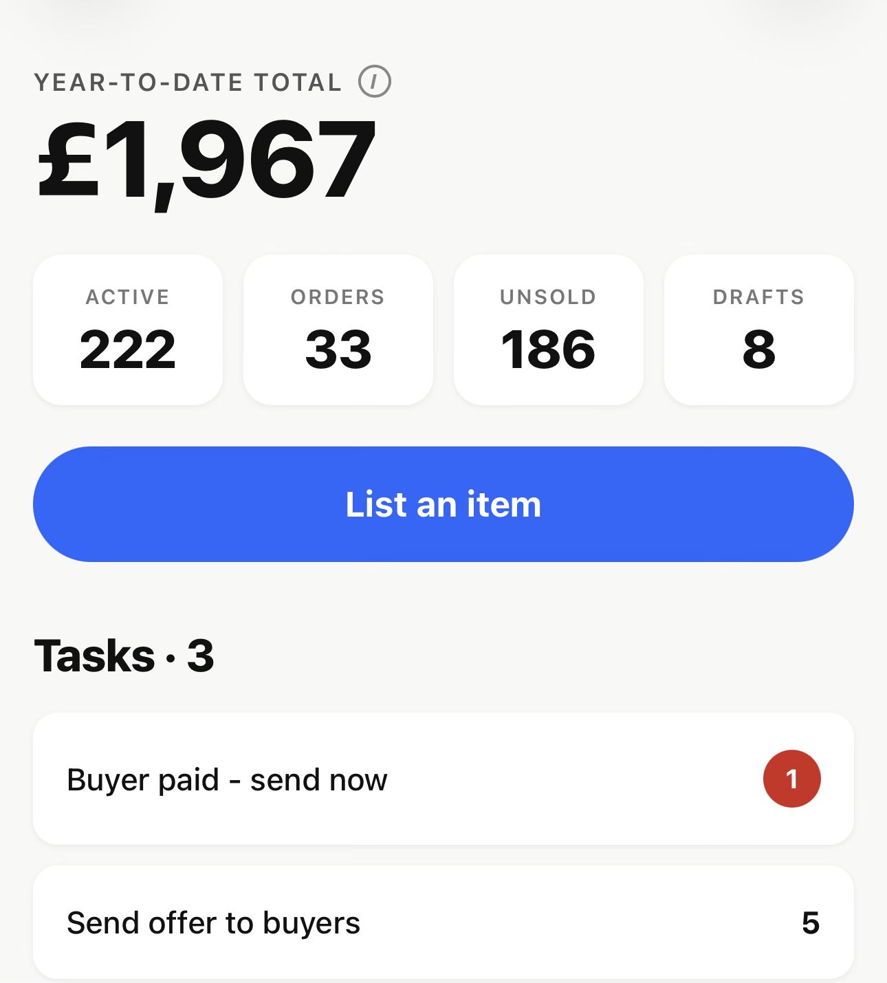 eBay £1,967 dashboard — Aderonke Fawunmi